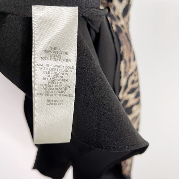 Eliza J 4P Petite Leopard Print Long Sleeve Midi Dress in Animal Brown Black - Picture 10 of 12